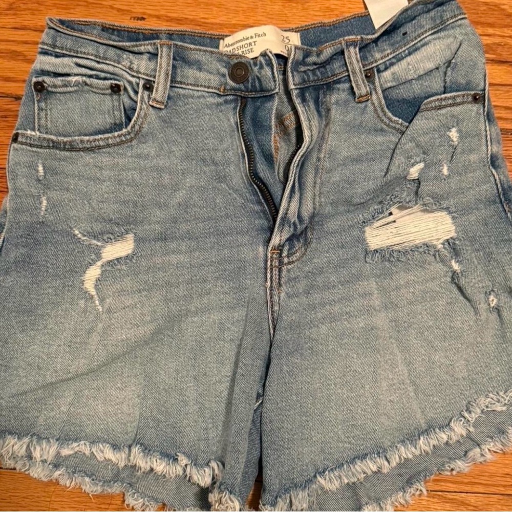 Abercrombie & Fitch Light Blue Distressed Jean Shorts